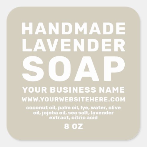 Modern Handmade Lavender Soap Light Gray Square Sticker