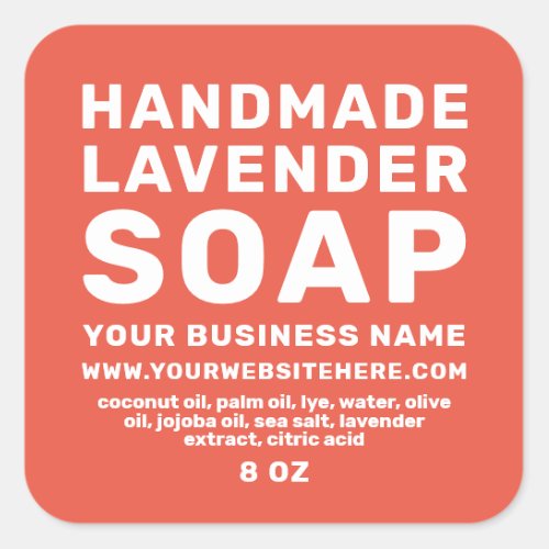 Modern Handmade Lavender Soap Mandarin Red Square Sticker