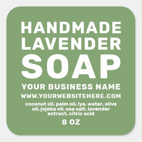 Modern Handmade Lavender Soap Meadow Green Square Sticker