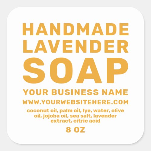 Modern Handmade Lavender Soap Mellow Yellow White Square Sticker
