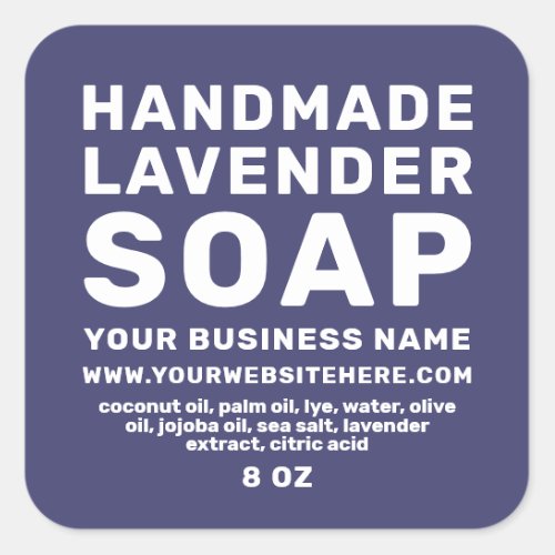Modern Handmade Lavender Soap Navy Blue Square Sticker