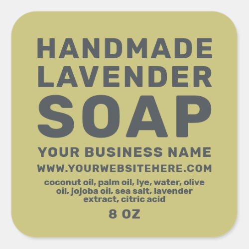 Modern Handmade Lavender Soap Olive Green Square Sticker