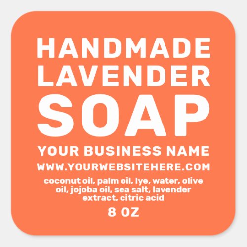 Modern Handmade Lavender Soap Orange Square Sticker