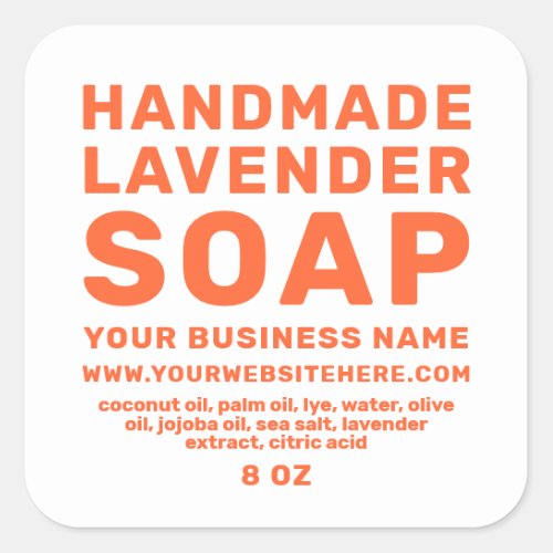 Modern Handmade Lavender Soap Orange White Square Sticker