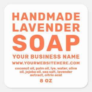 Modern Handmade Lavender Soap Orange White Square Sticker