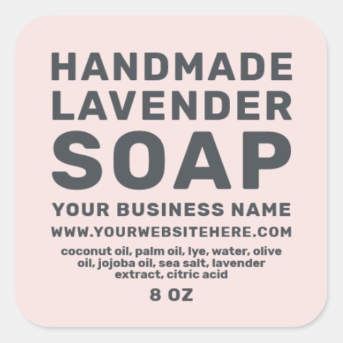 Modern Handmade Lavender Soap Pastel Pink Square Sticker