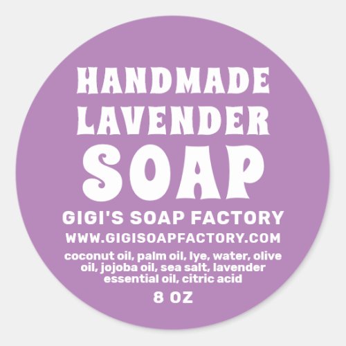 Modern Handmade Lavender Soap Purple Classic Round Sticker