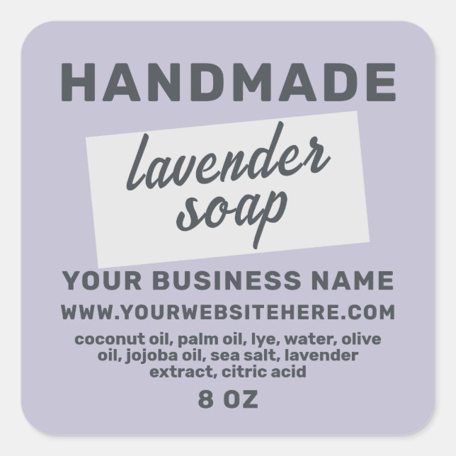 Modern Handmade Lavender Soap Purple  Square Sticker (Front)