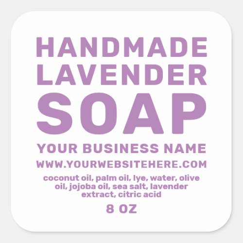 Modern Handmade Lavender Soap Purple White Square Sticker