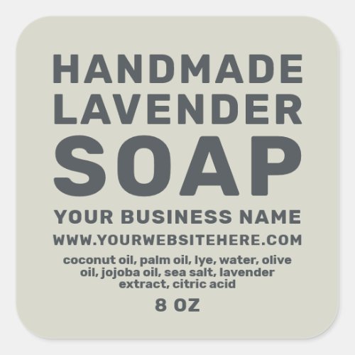 Modern Handmade Lavender Soap Silver Green Square Sticker