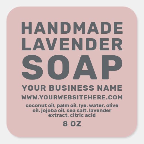 Modern Handmade Lavender Soap Silver Pink Square Sticker