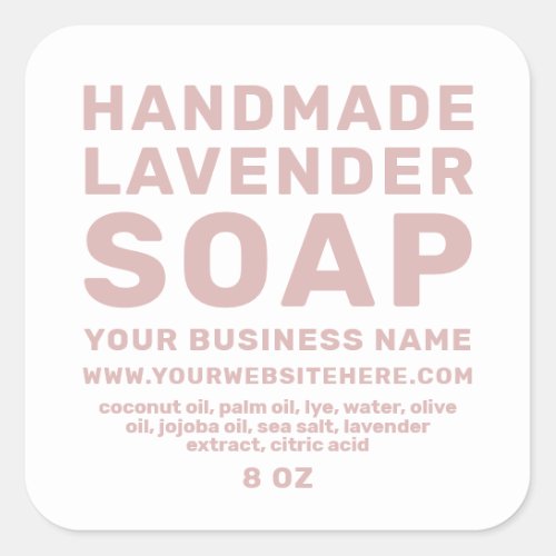 Modern Handmade Lavender Soap Silver Pink White Square Sticker