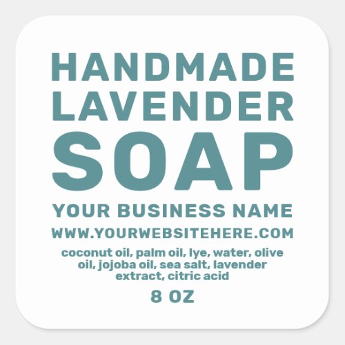 Modern Handmade Lavender Soap Teal White Square Sticker