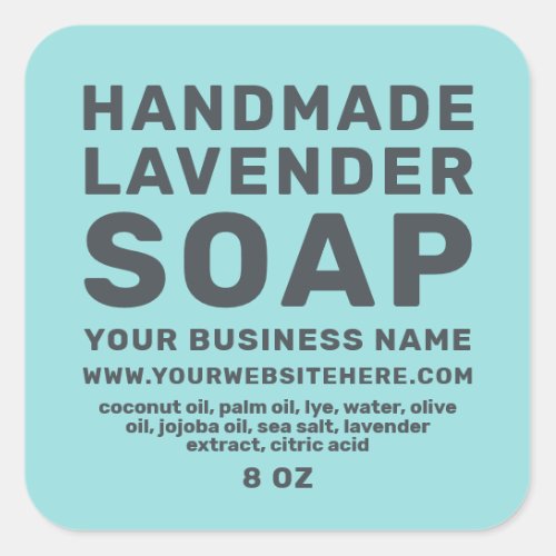 Modern Handmade Lavender Soap Turquoise Blue Square Sticker