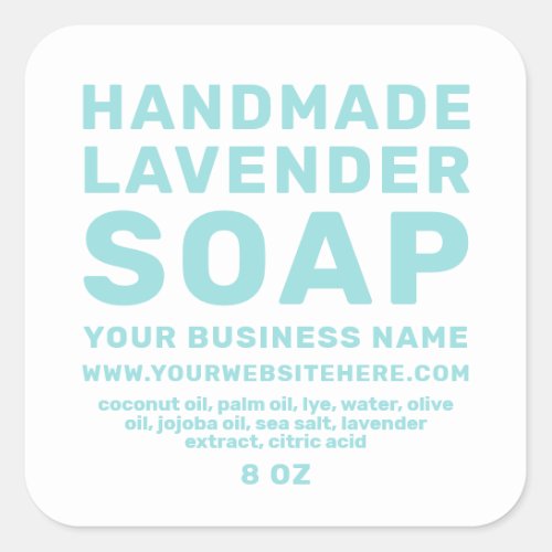 Modern Handmade Lavender Soap Turquoise Blue White Square Sticker