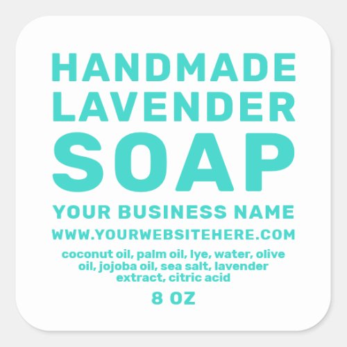 Modern Handmade Lavender Soap Turquoise Blue White Square Sticker