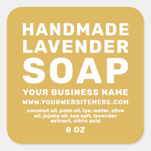 Modern Handmade Lavender Soap Yellow Ochre Square Sticker