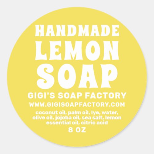 Modern Handmade Lemon Soap Illuminating Yellow  Classic Round Sticker