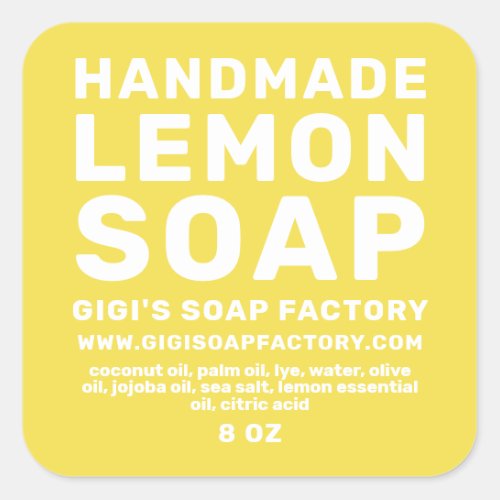 Modern Handmade Lemon Soap Illuminating Yellow Square Sticker