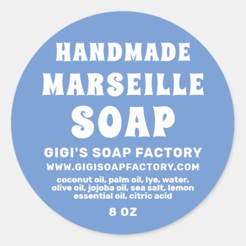 Modern Handmade Marseille Soap Cornflower Blue  Classic Round Sticker