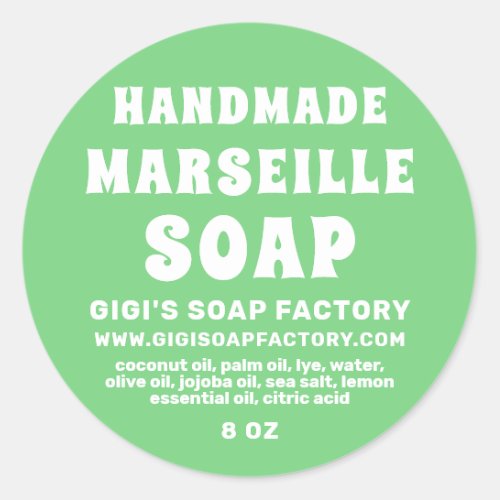 Modern Handmade Marseille Soap Summer Green Classic Round Sticker