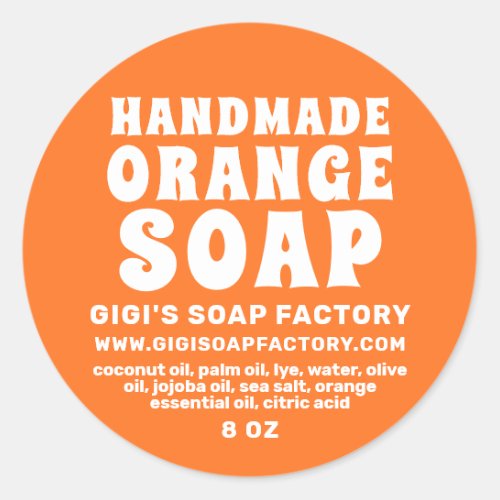 Modern Handmade Orange Soap Classic Round Sticker