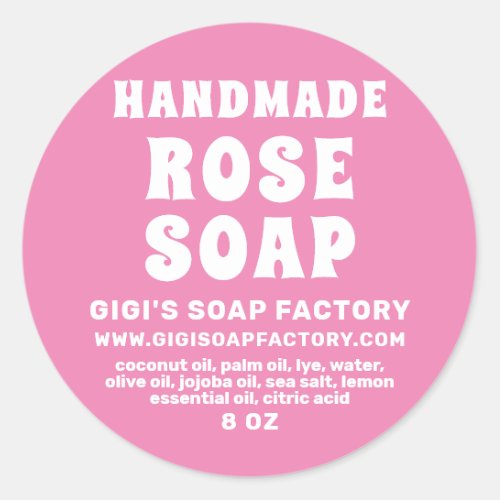 Modern Handmade Rose Soap Pink Classic Round Sticker