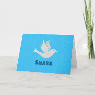 Modern Handmade White Dove Share Peace Blue Holiday Card