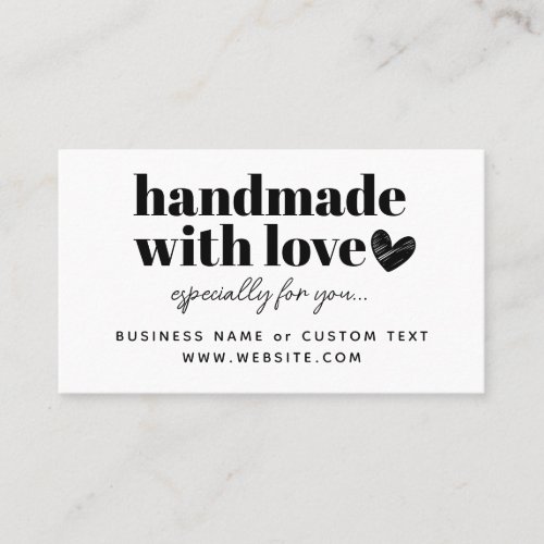 Modern Handmade With Love Heart Thank You Purchase Business Card