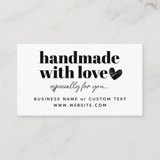 Modern Handmade With Love Heart Thank You Purchase Enclosure Card (Front)