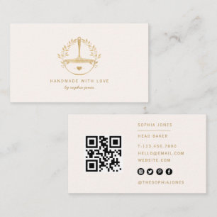 Modern Handmade With Love Pink Gold Bakery Business Card