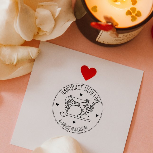 Modern Handmade with love, Sewing Machine  Rubber Stamp (Creator Uploaded)
