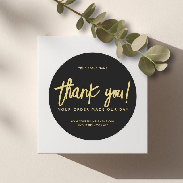 Modern handmade with love thank you classic round sticker (Creator Uploaded)