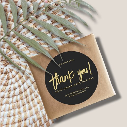 Modern handmade with love thank you classic round sticker