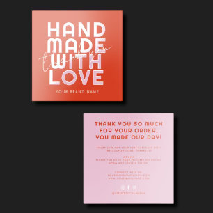 Modern handmade with love thank you raised spot UV business card
