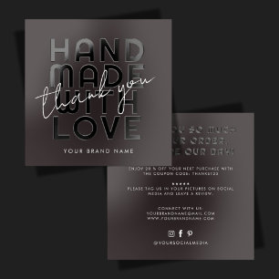 Modern handmade with love thank you raised spot UV business card