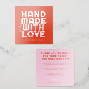 Modern handmade with love thank you raised spot UV business card