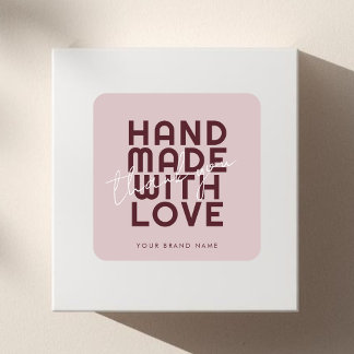Modern handmade with love thank you square sticker
