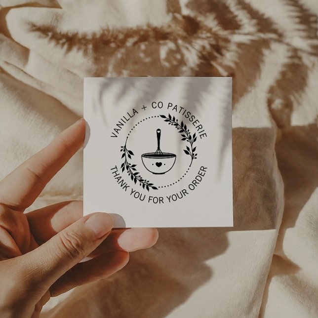 Modern Handmade With Love Whisk Bakery Business Square Business Card (Creator Uploaded)