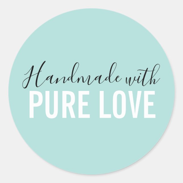 Modern handmade with pure love  classic round sticker (Front)