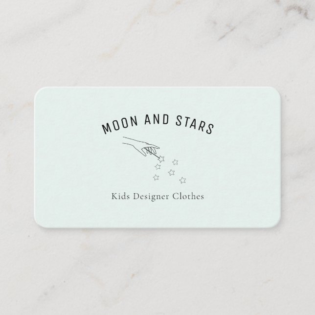 Modern, hands with magic wand and stars, business card (Front)