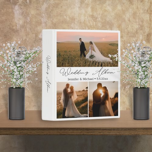 modern handwriting  3 photos collage wedding album mini binder