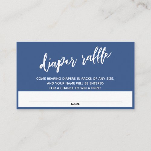 Modern Handwriting Blue Diaper Raffle Ticket Enclosure Card