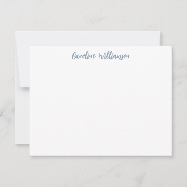 Modern Handwriting Blue Personalized Stationery Note Card (Front)