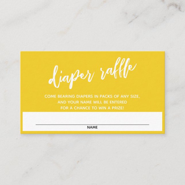 Modern Handwriting Bold Yellow Raffle Ticket Enclosure Card (Front)
