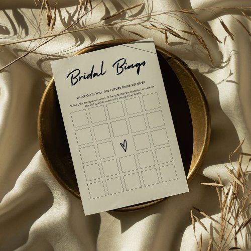 Modern Handwriting Bridal Shower Bingo Game Card