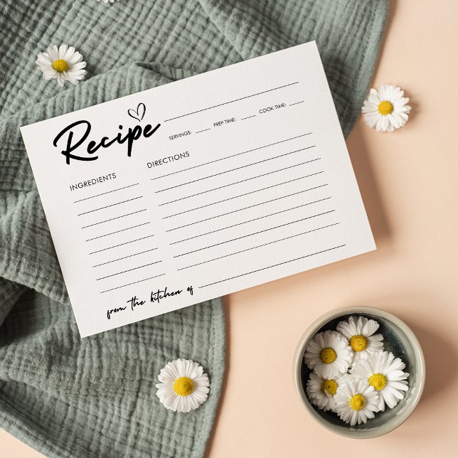 Modern Handwriting Bridal Shower Recipe Card (Creator Uploaded)