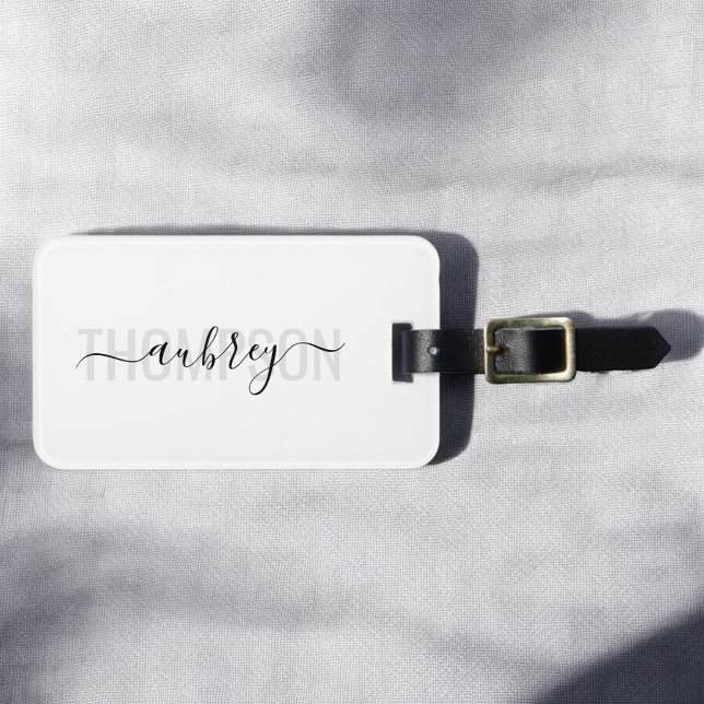Modern Handwriting Calligraphy Name Simple Luggage Tag (Creator Uploaded)