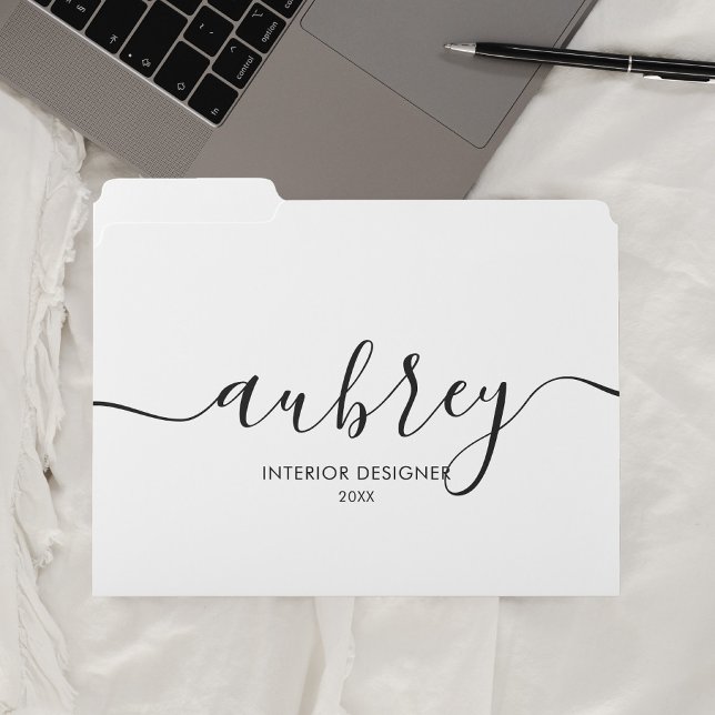 Modern Handwriting Calligraphy White File Folder (Creator Uploaded)