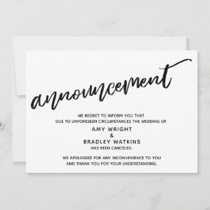 Modern Handwriting Canceled Wedding Announcement